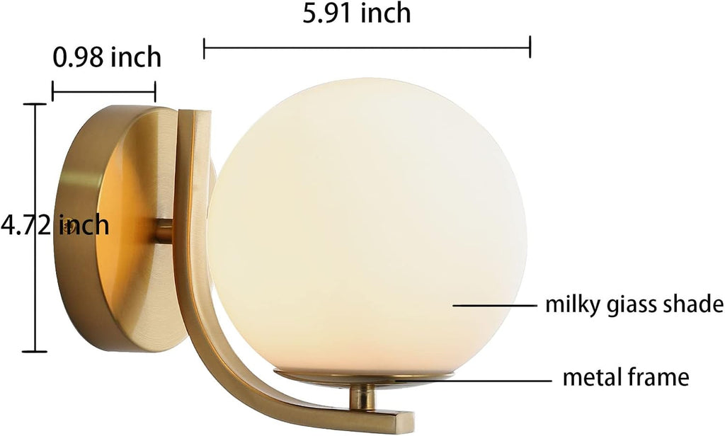 Modern Gold Globe Glass Wall Sconce Set