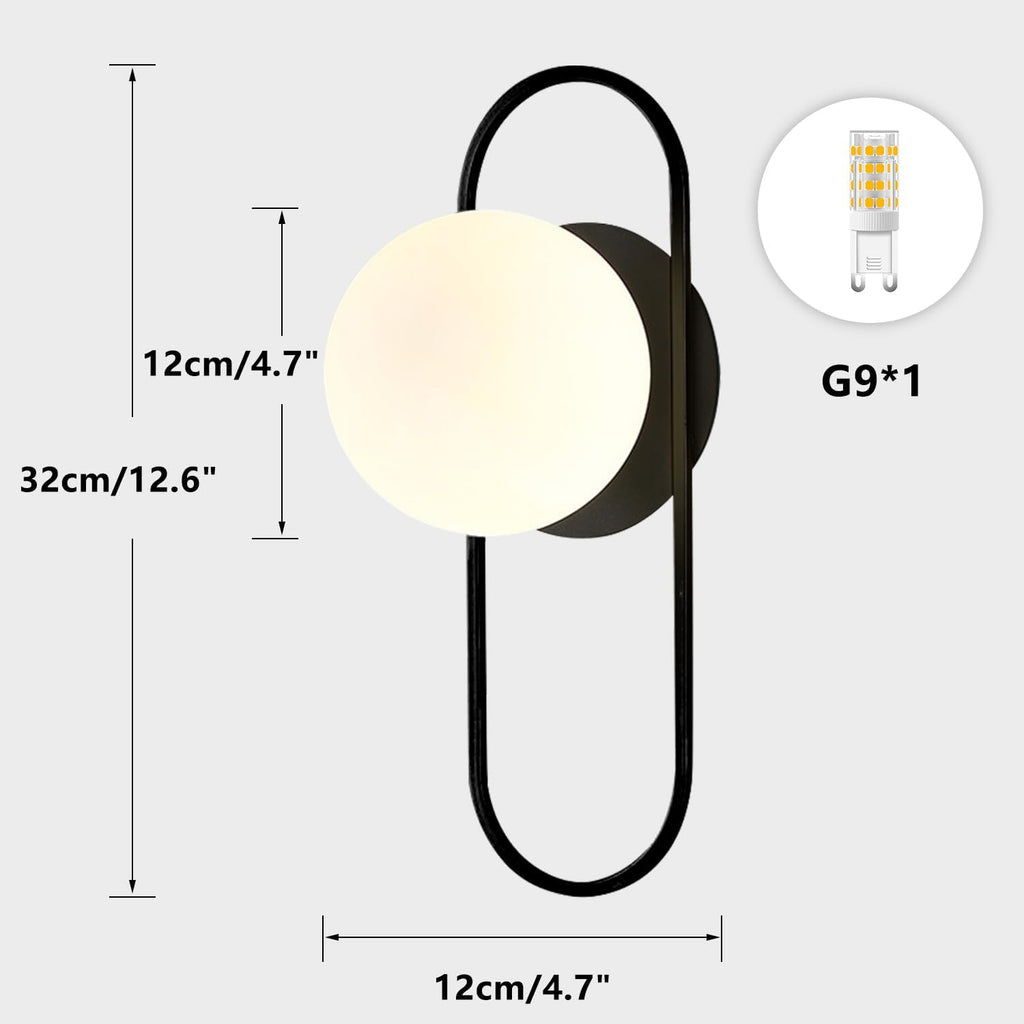 Mid‑Century Globe Glass Wall Sconce Pair