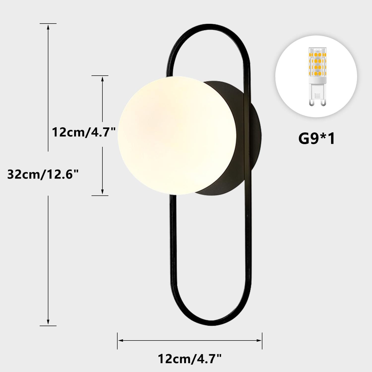 Mid‑Century Globe Glass Wall Sconce Pair