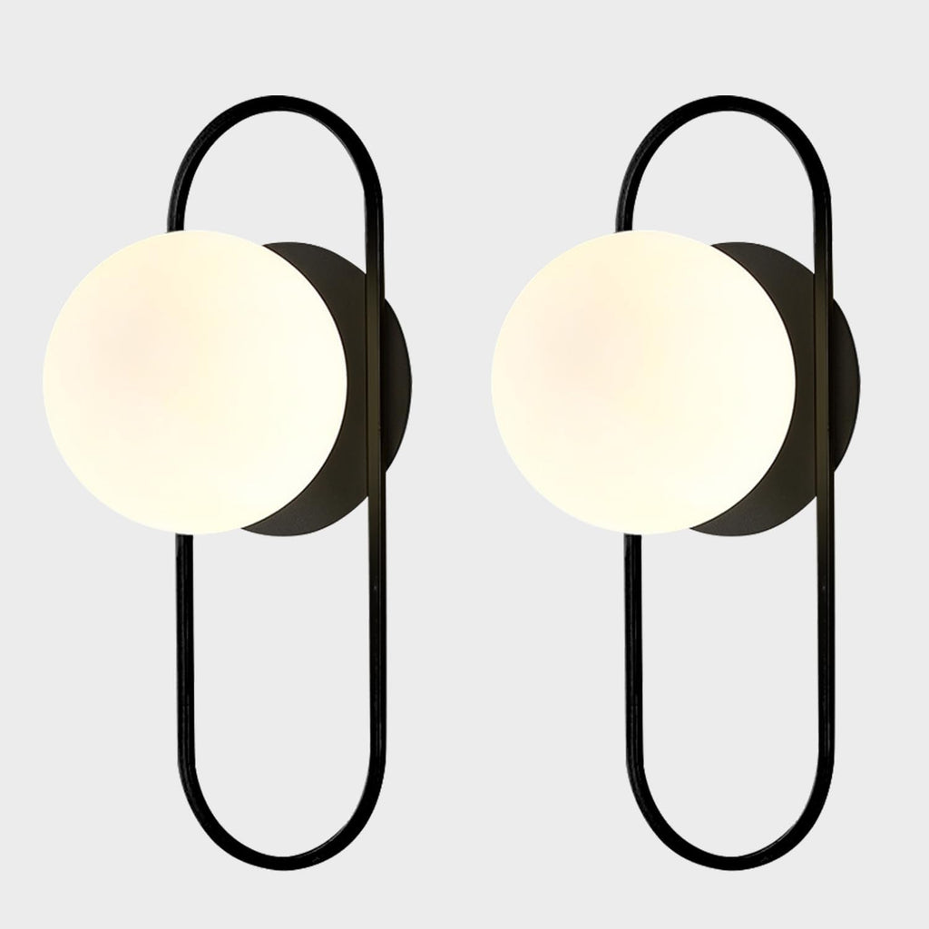Mid‑Century Globe Glass Wall Sconce Pair