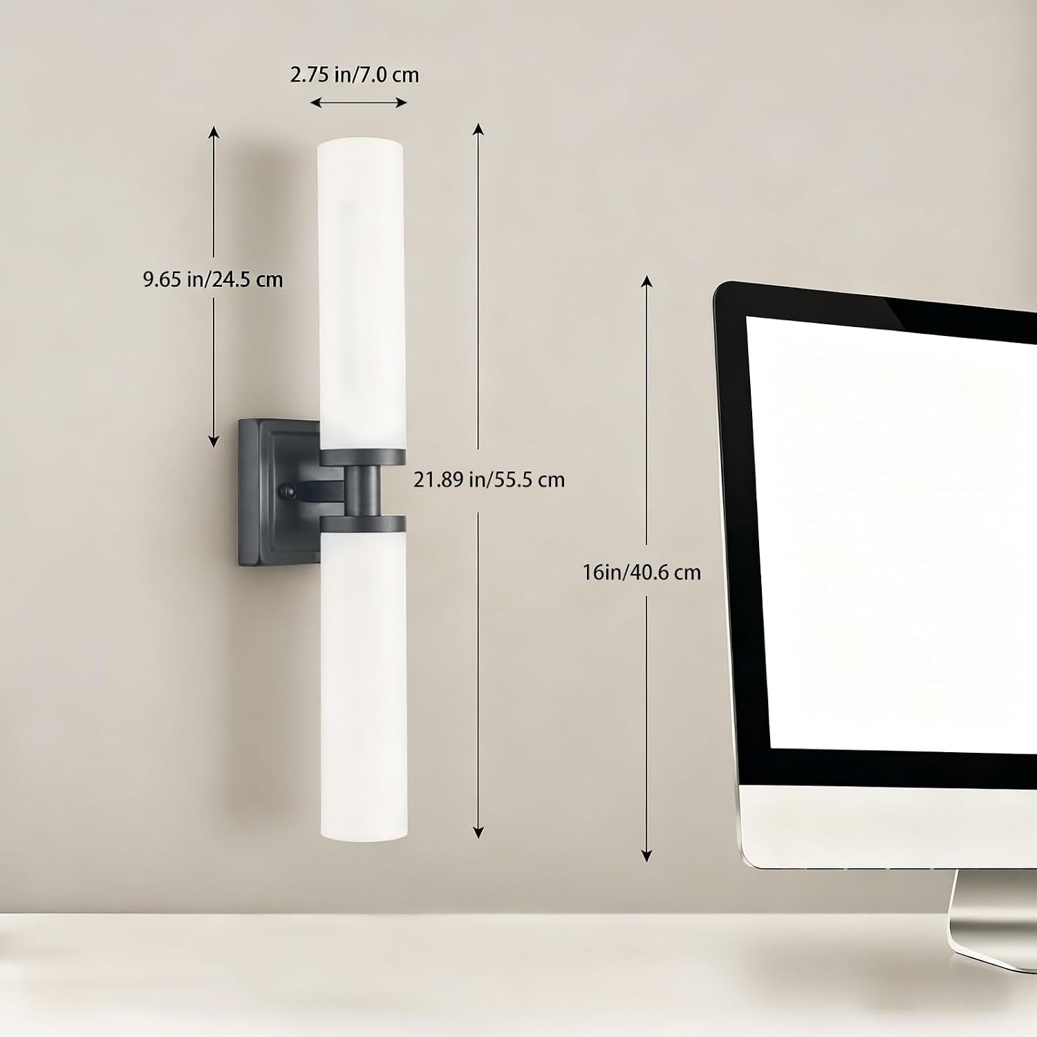 Modern Black Glass Wall Sconce Two‑Pack