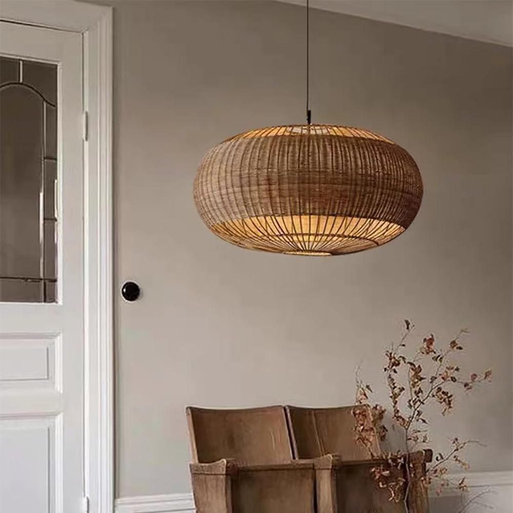 Adjustable Handwoven Rattan Pendant Light Fixture