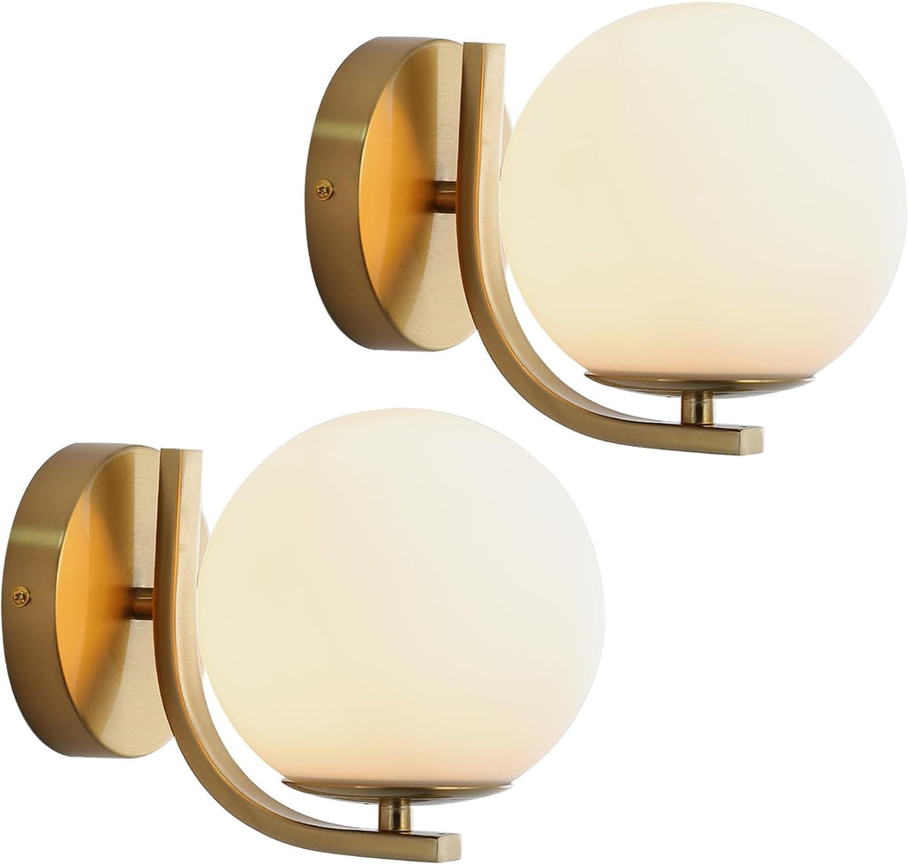 Modern Gold Globe Glass Wall Sconce Set