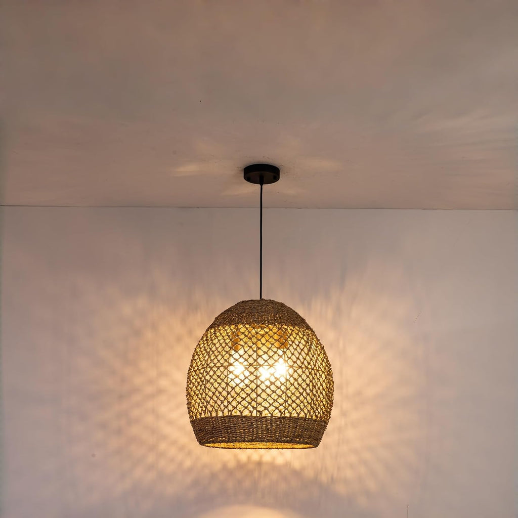Hand‑Woven Rattan Hanging Pendant Light