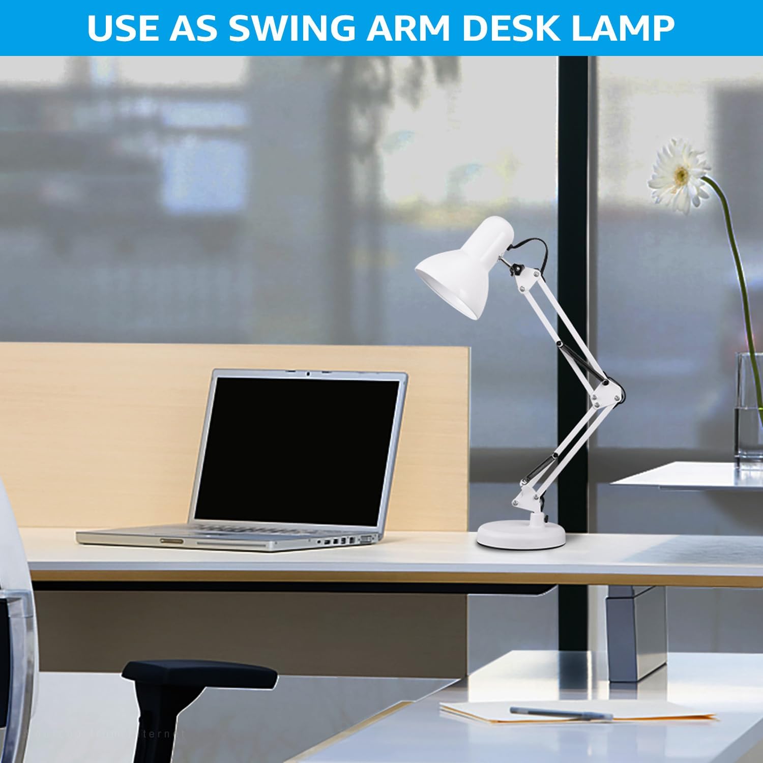 Adjustable Swing‑Arm Metal Desk Lamp