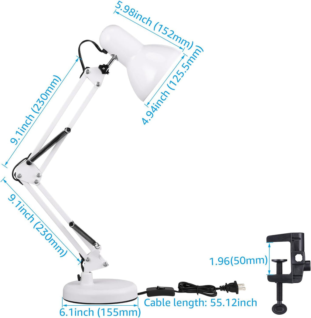 Adjustable Swing‑Arm Metal Desk Lamp
