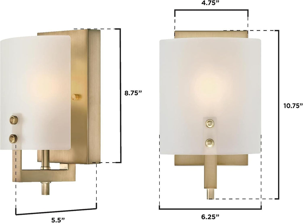 Brushed Brass Frosted Glass Wall Light Fixture