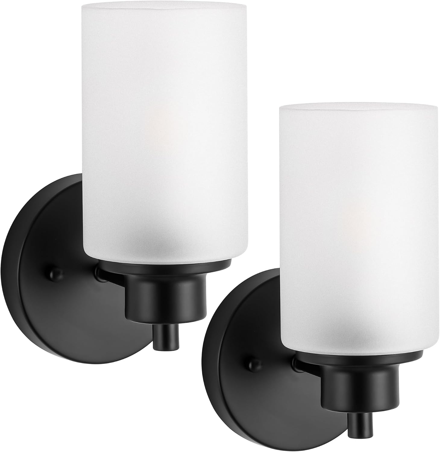 Vintage Black Glass Wall Sconce Light Set