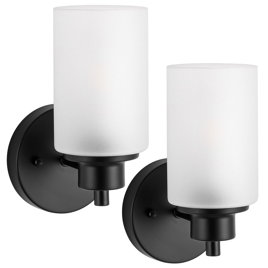 Vintage Black Glass Wall Sconce Light Set
