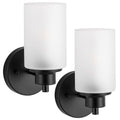 Vintage Black Glass Wall Sconce Light Set