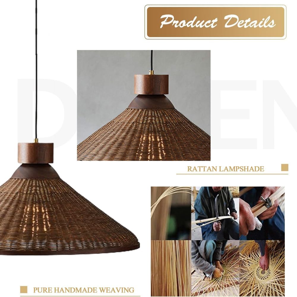Natural Woven Rattan Pendant Hanging Light
