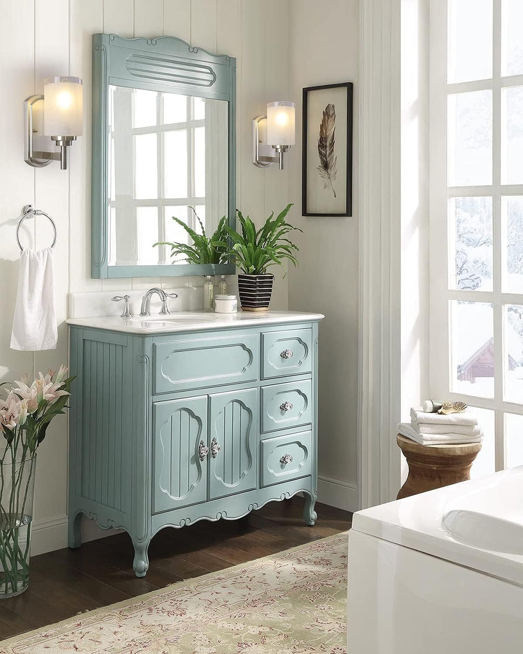 Glass Bathroom Wall Sconce Lighting Pair