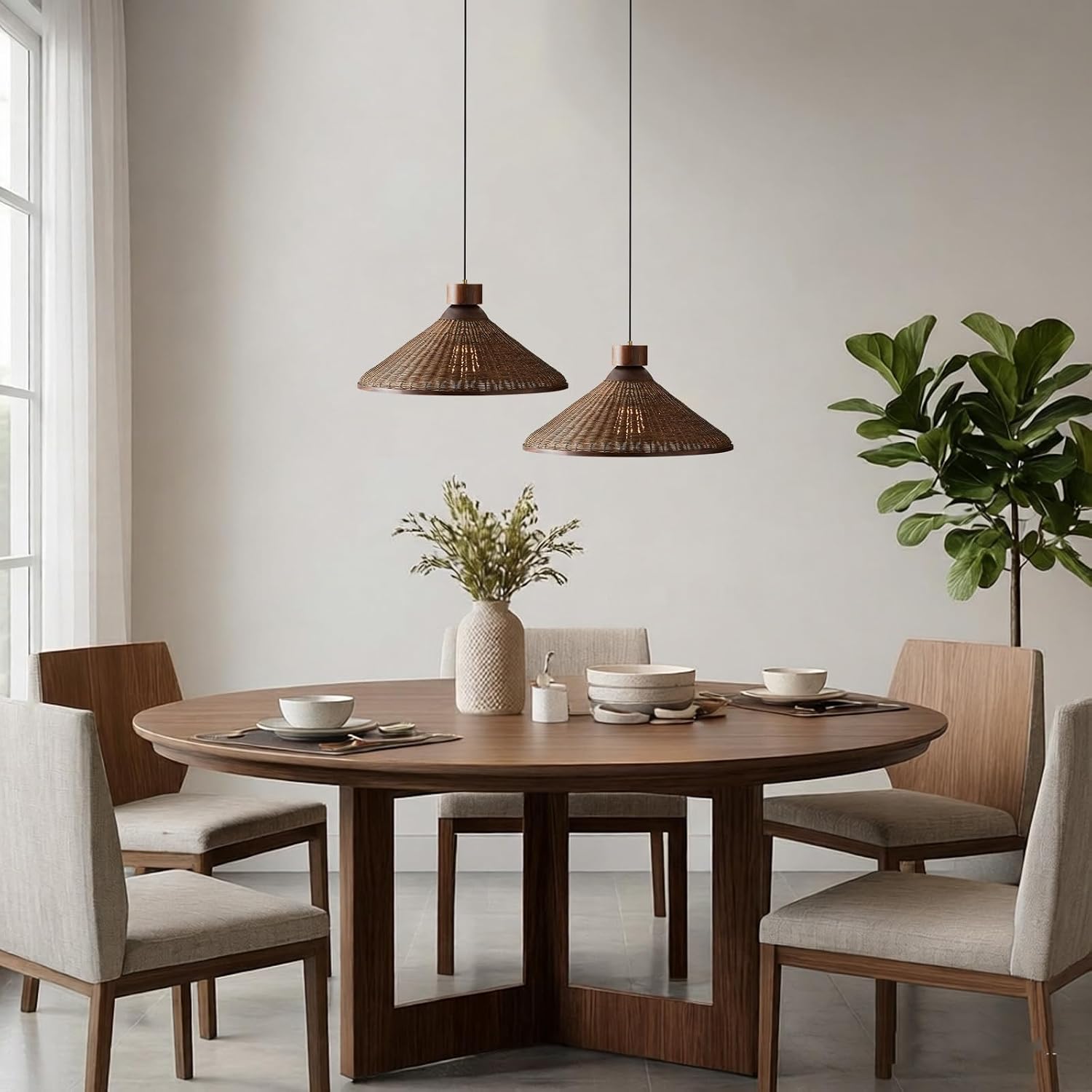 Natural Woven Rattan Pendant Hanging Light