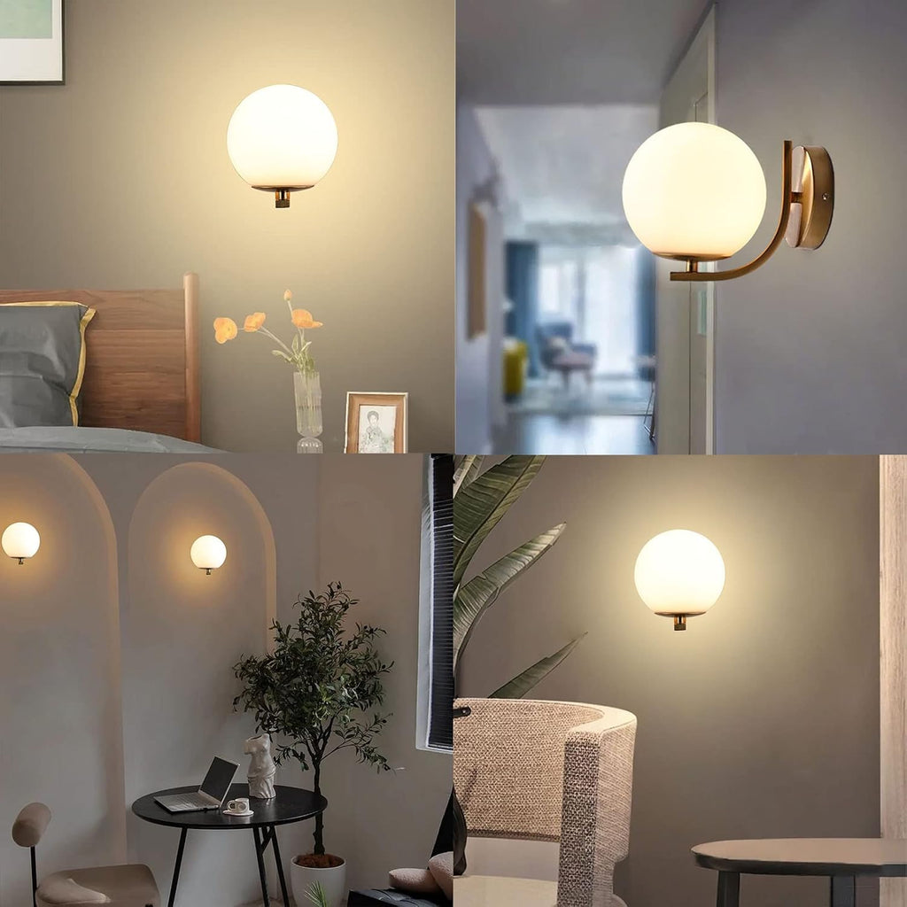 Modern Gold Globe Glass Wall Sconce Set