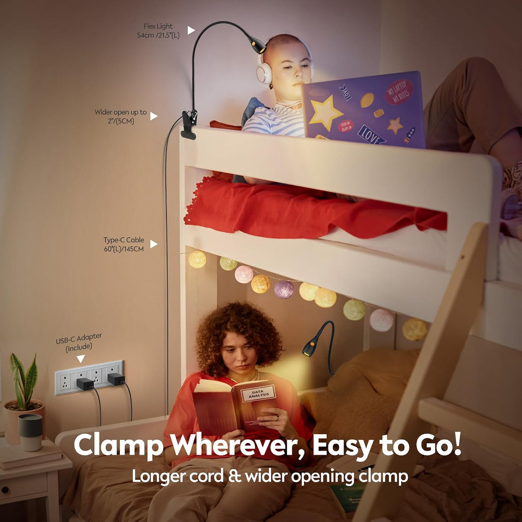 Minimalist Clip‑On Headboard Reading Lamp