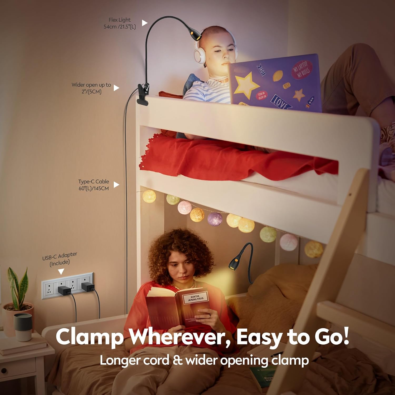 Minimalist Clip‑On Headboard Reading Lamp