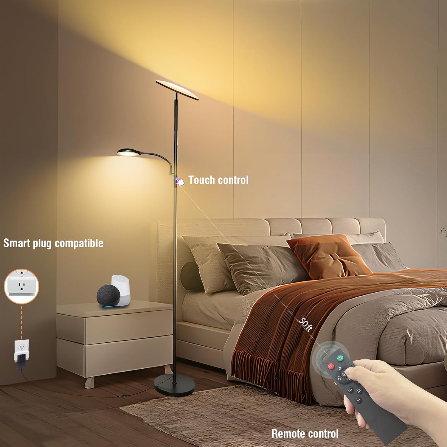 Dimmable Remote‑Controlled LED Floor Lamp