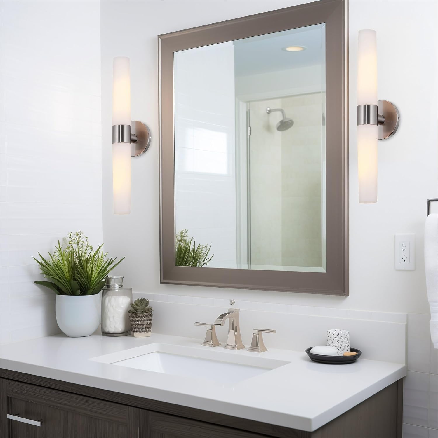 Modern Two‑Light Bathroom Wall Sconce