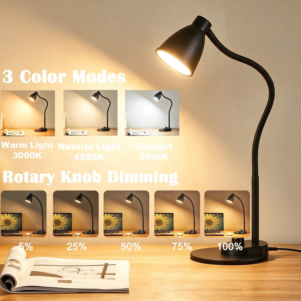 Dimmable LED Desk Lamp With USB Port