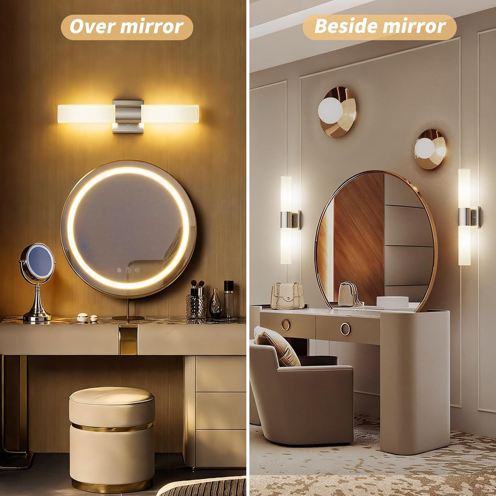 Silver Frosted‑Glass Bathroom Wall Sconce
