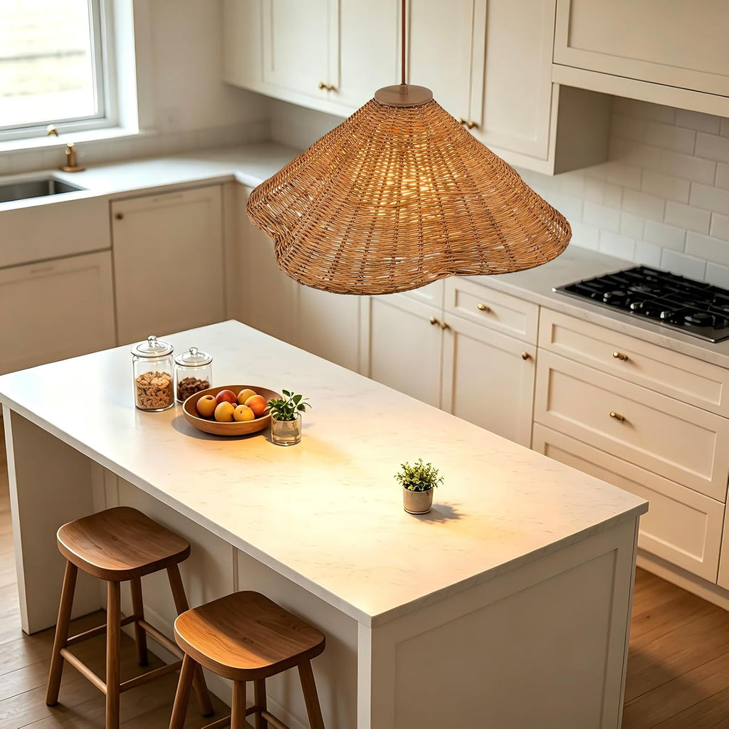 Hand‑Woven Boho Rattan Pendant Light Fixture