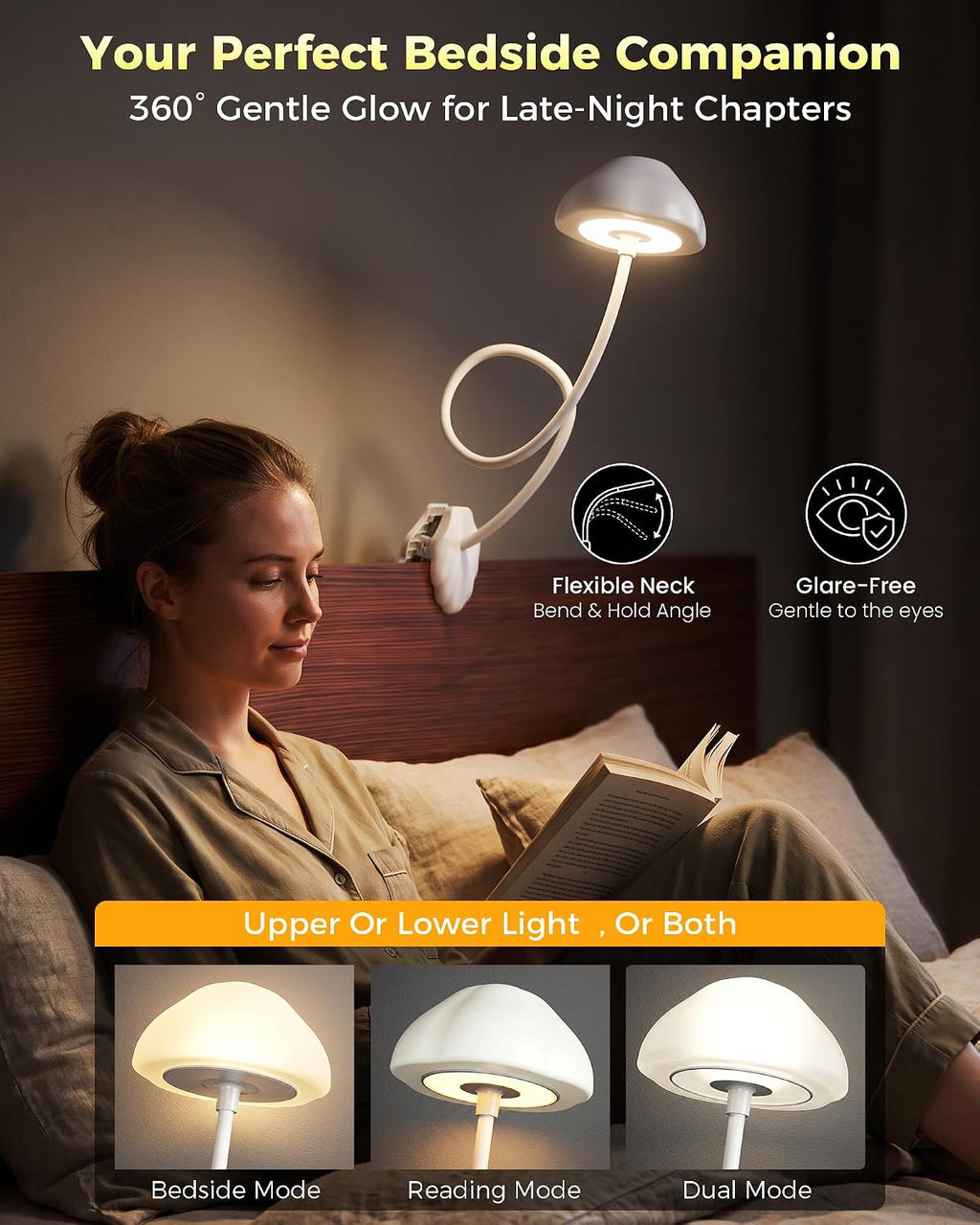 Clip‑On Dimmable LED Bed Reading Lamp