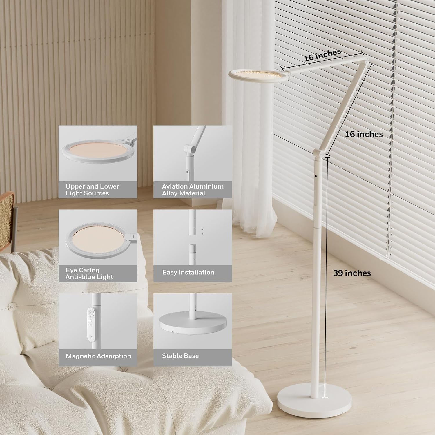 Dimmable Remote LED Standing Floor Lamp