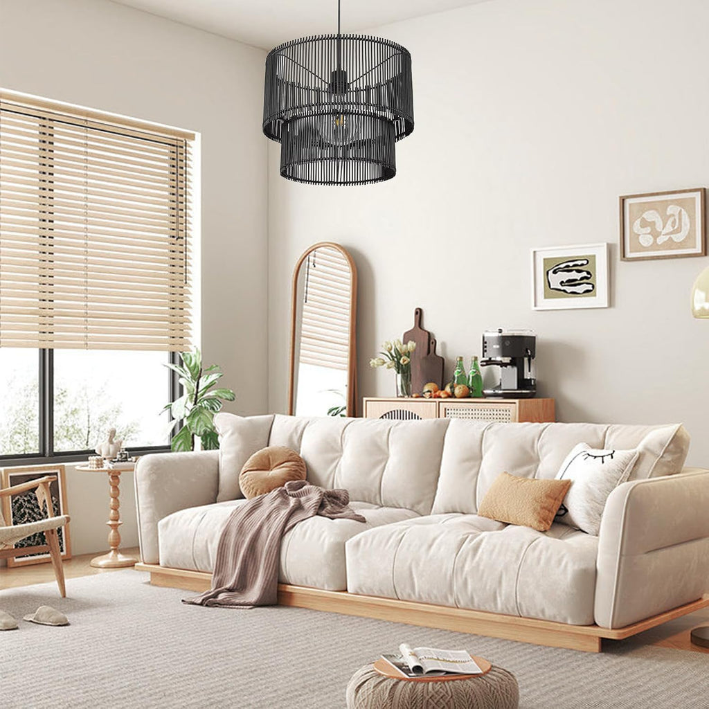 Natural Woven Rattan Hanging Pendant Light