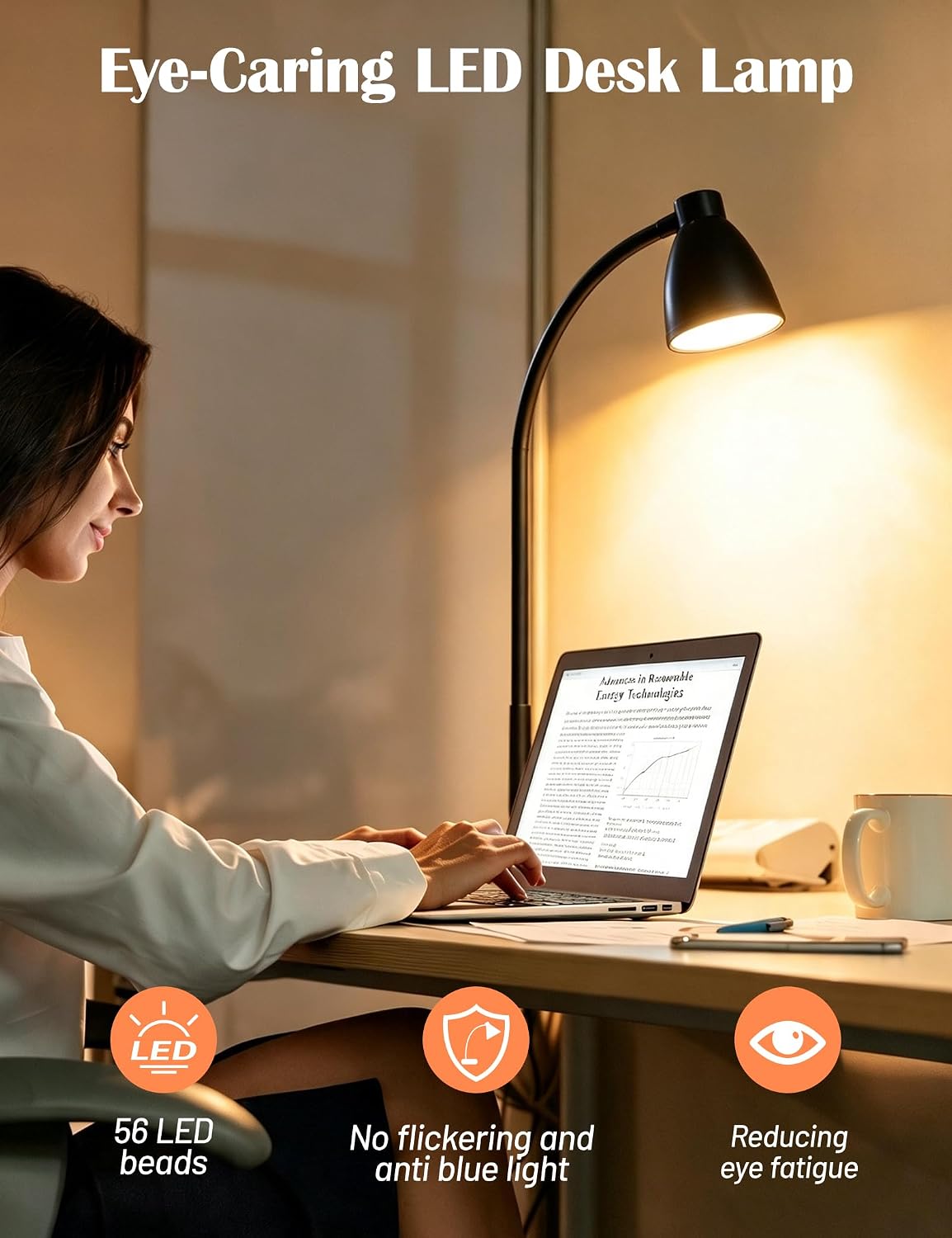 Dimmable LED Desk Lamp With USB Port