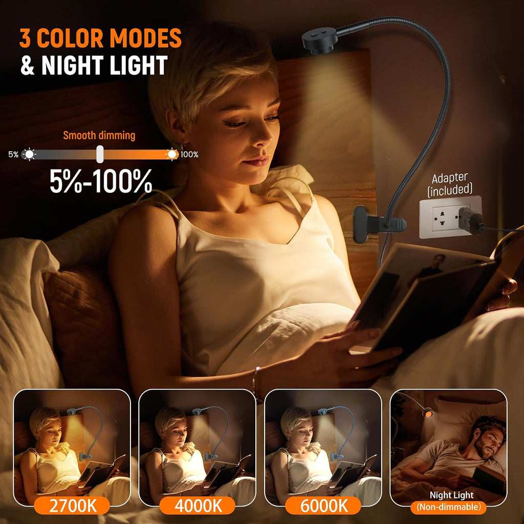 Flexible Clip‑On Bedside Reading Lamp