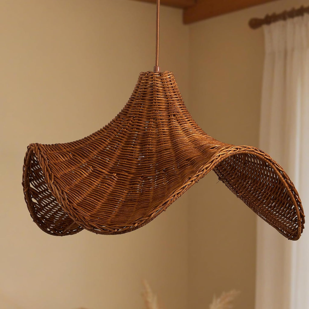 Hand‑Woven Boho Rattan Hanging Chandelier