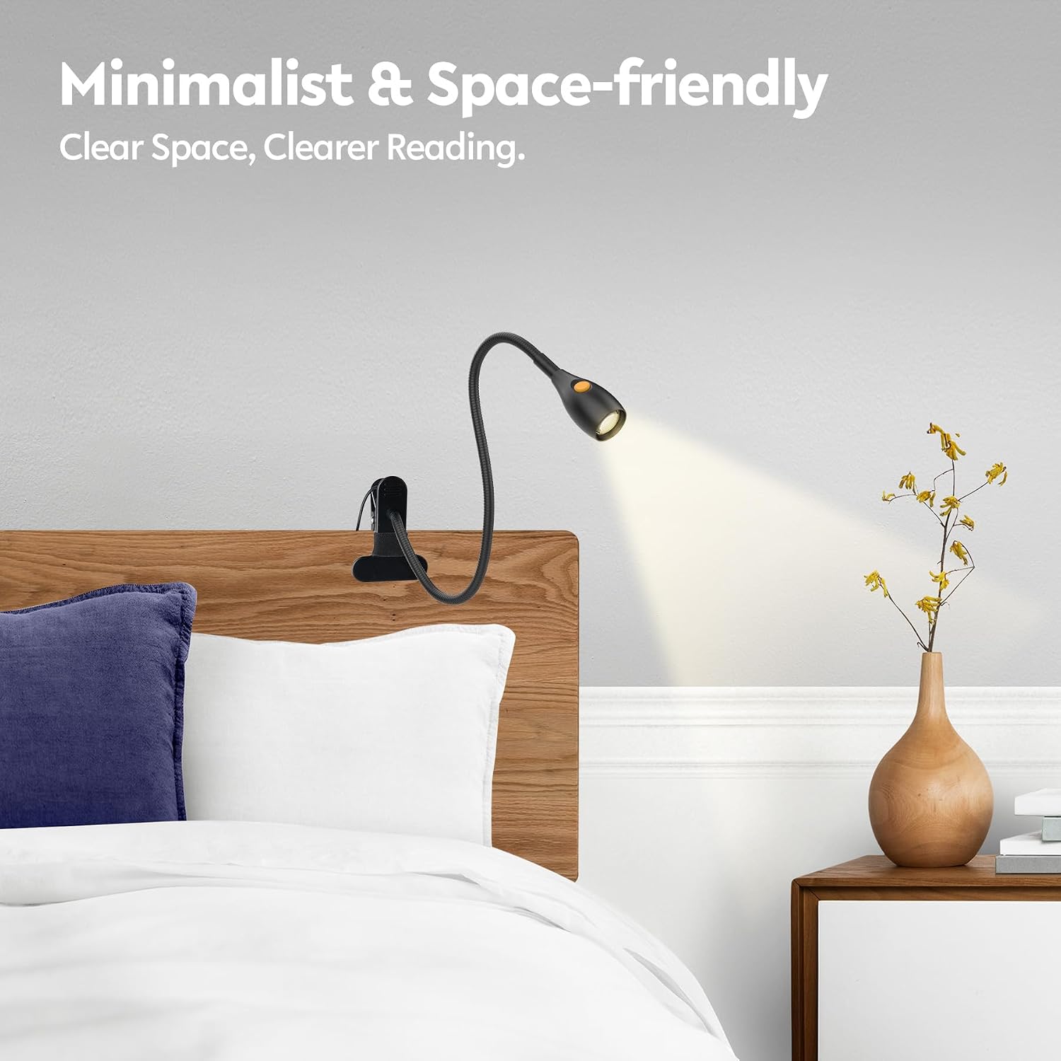 Minimalist Clip‑On Headboard Reading Lamp