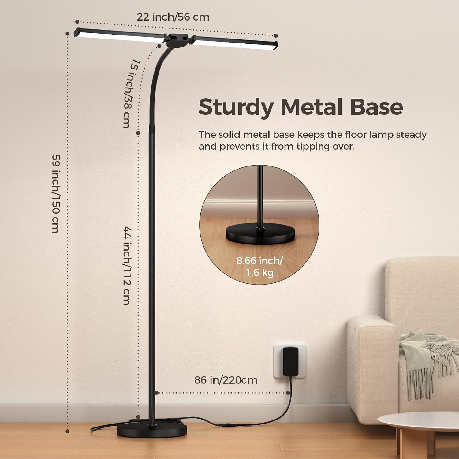 Bright LED Reading Floor Lamp For Living Room