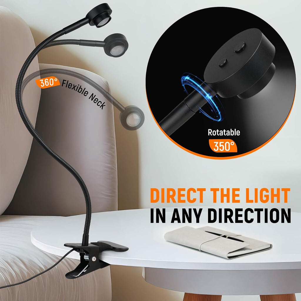 Flexible Clip‑On Bedside Reading Lamp
