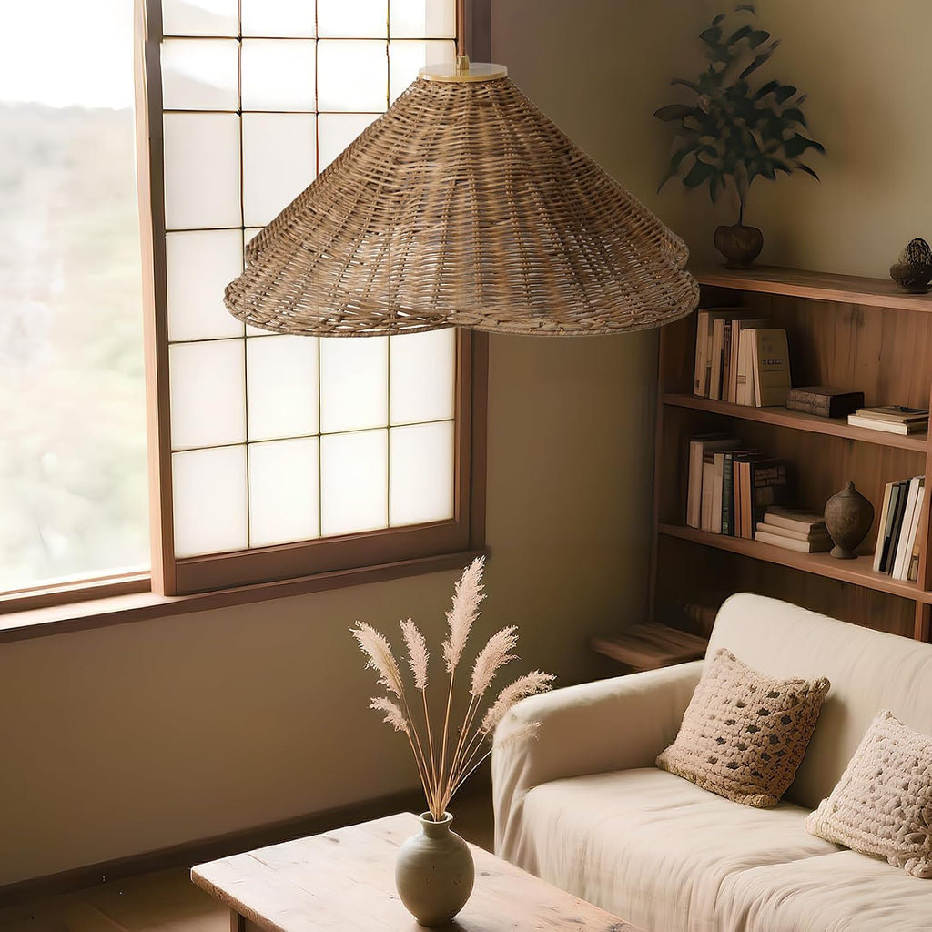 Hand‑Woven Boho Rattan Pendant Light Fixture