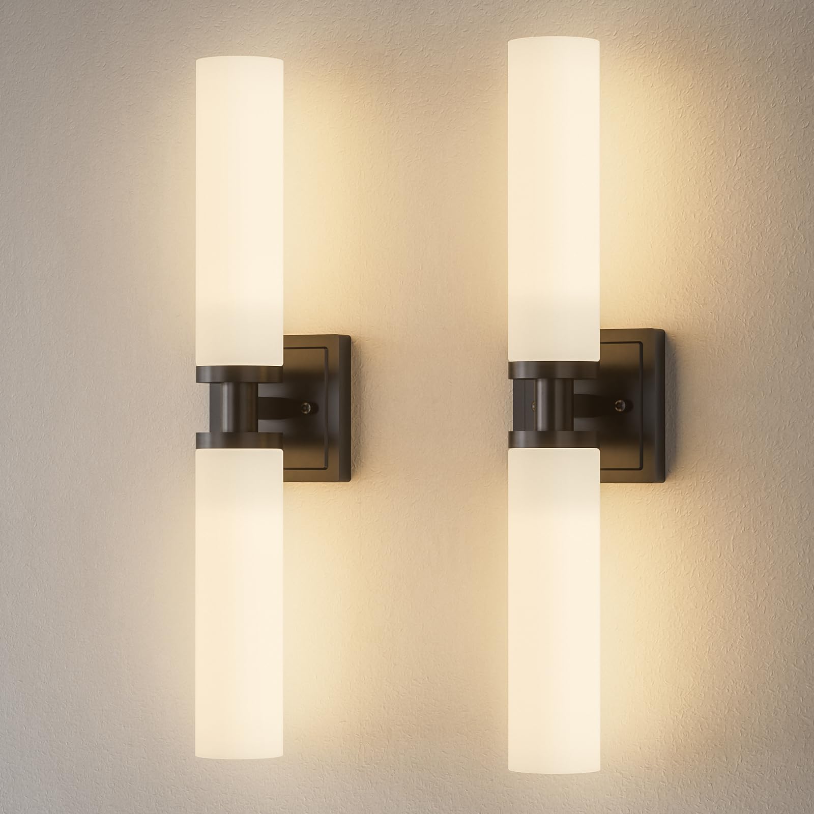 Modern Black Glass Wall Sconce Two‑Pack