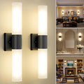 Black Frosted‑Glass Bathroom Sconce Pair