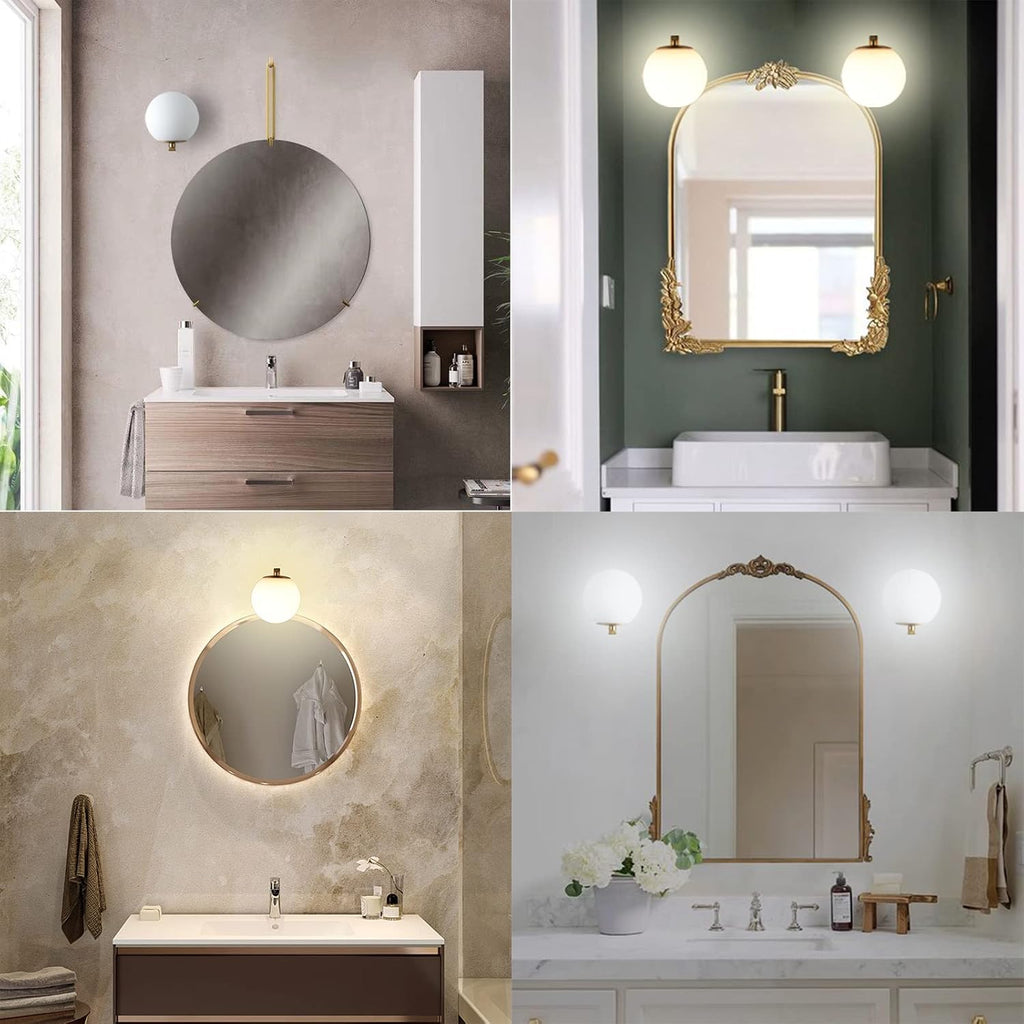 Modern Gold Globe Glass Wall Sconce Set