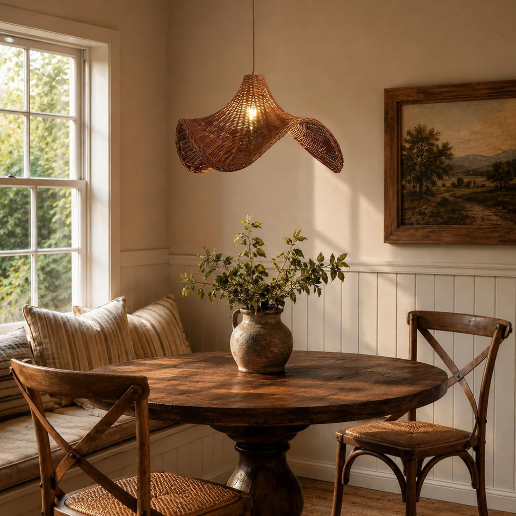 Hand‑Woven Boho Rattan Hanging Chandelier