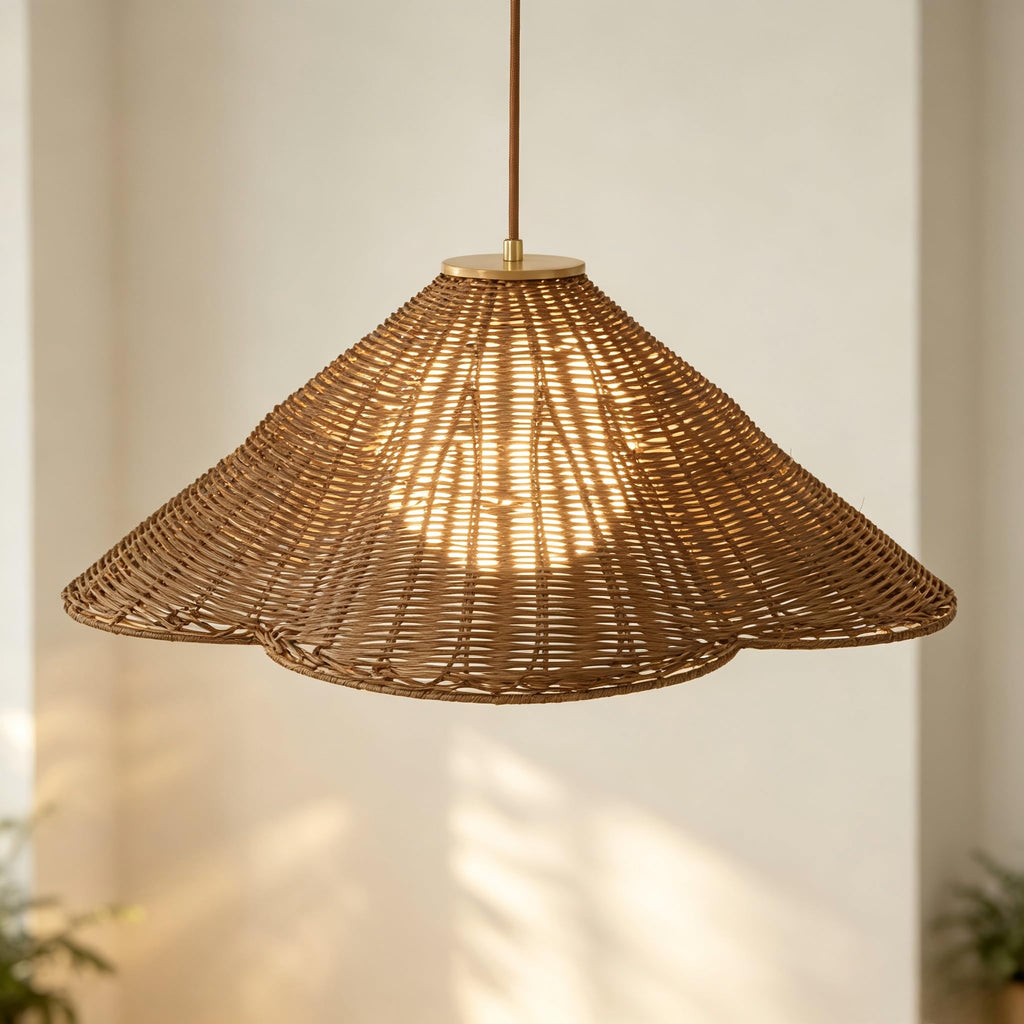 Hand‑Woven Boho Rattan Pendant Light Fixture