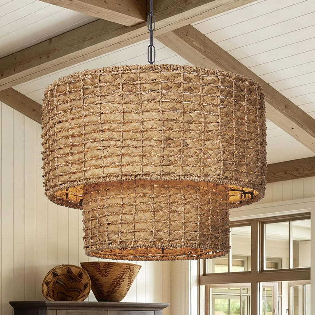 Large Boho Rattan Dining‑Room Pendant Light