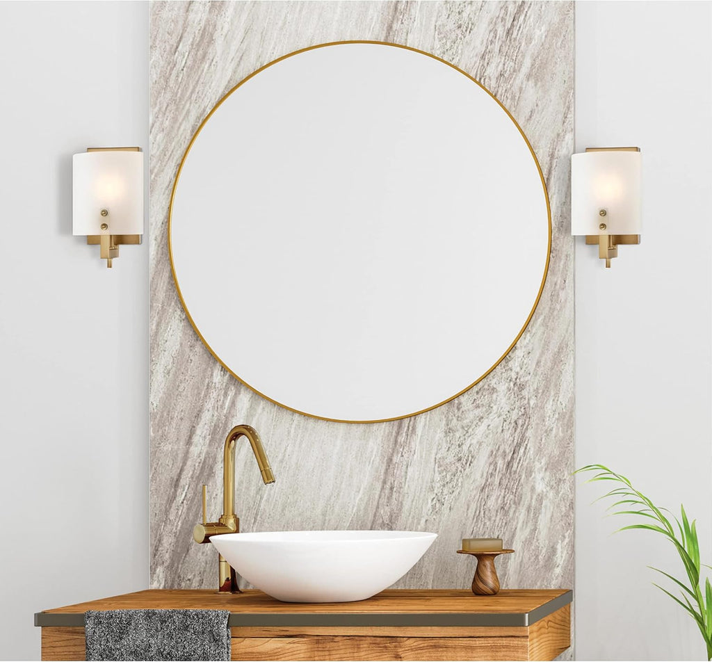 Brushed Brass Frosted Glass Wall Light Fixture