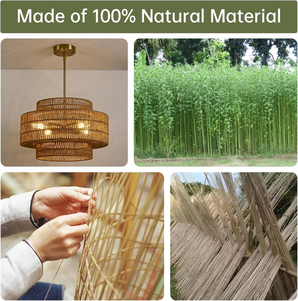 Large Boho Rattan Dining‑Room Pendant Light