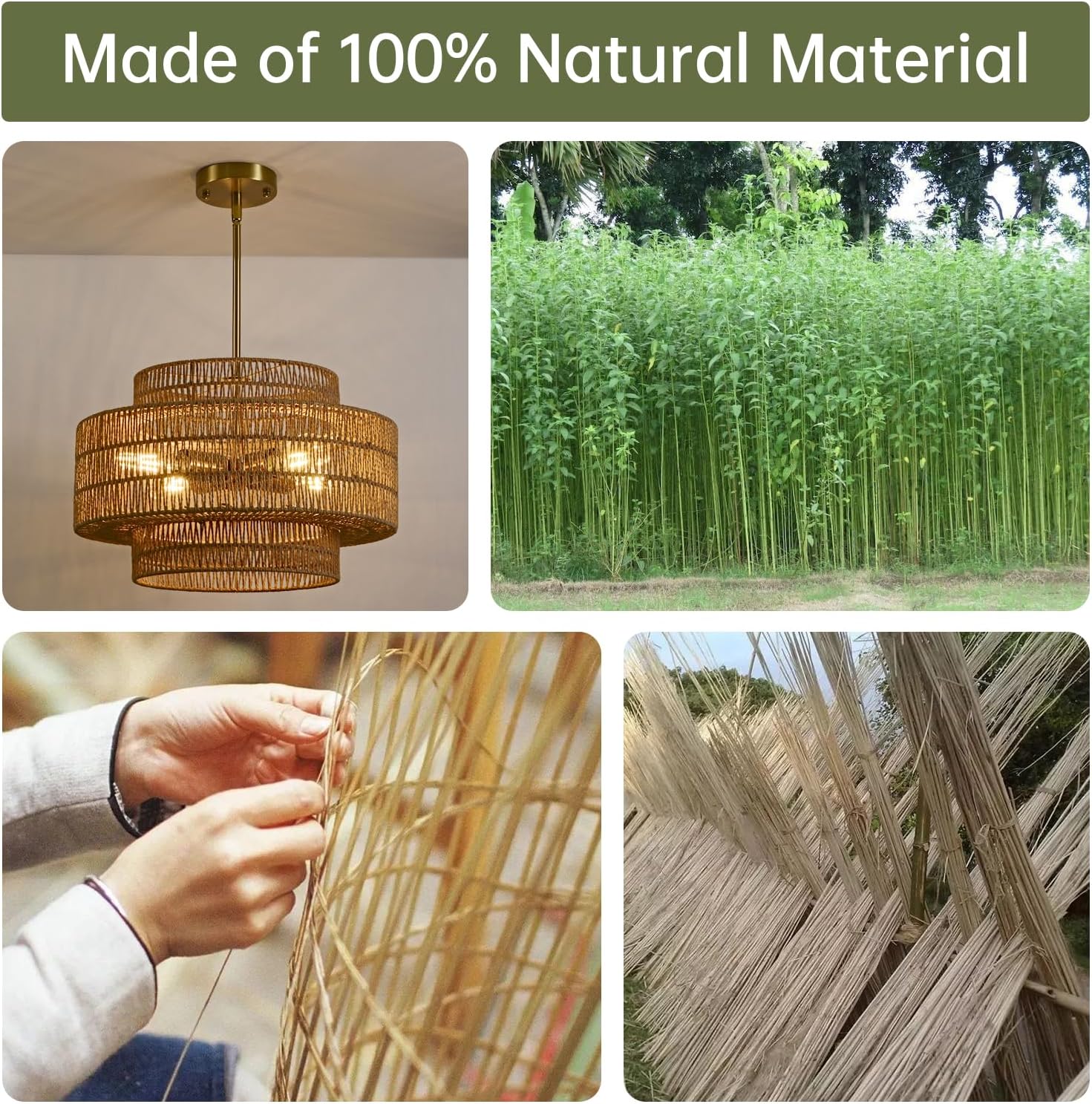 Large Boho Rattan Dining‑Room Pendant Light