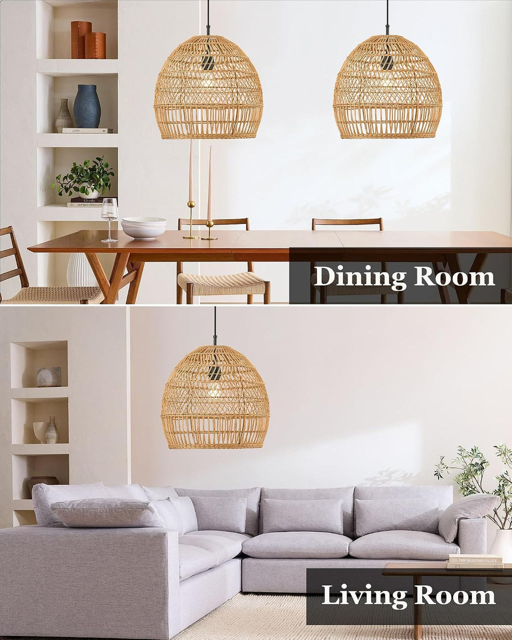 Hand‑Woven Boho Rattan Pendant Light Fixture