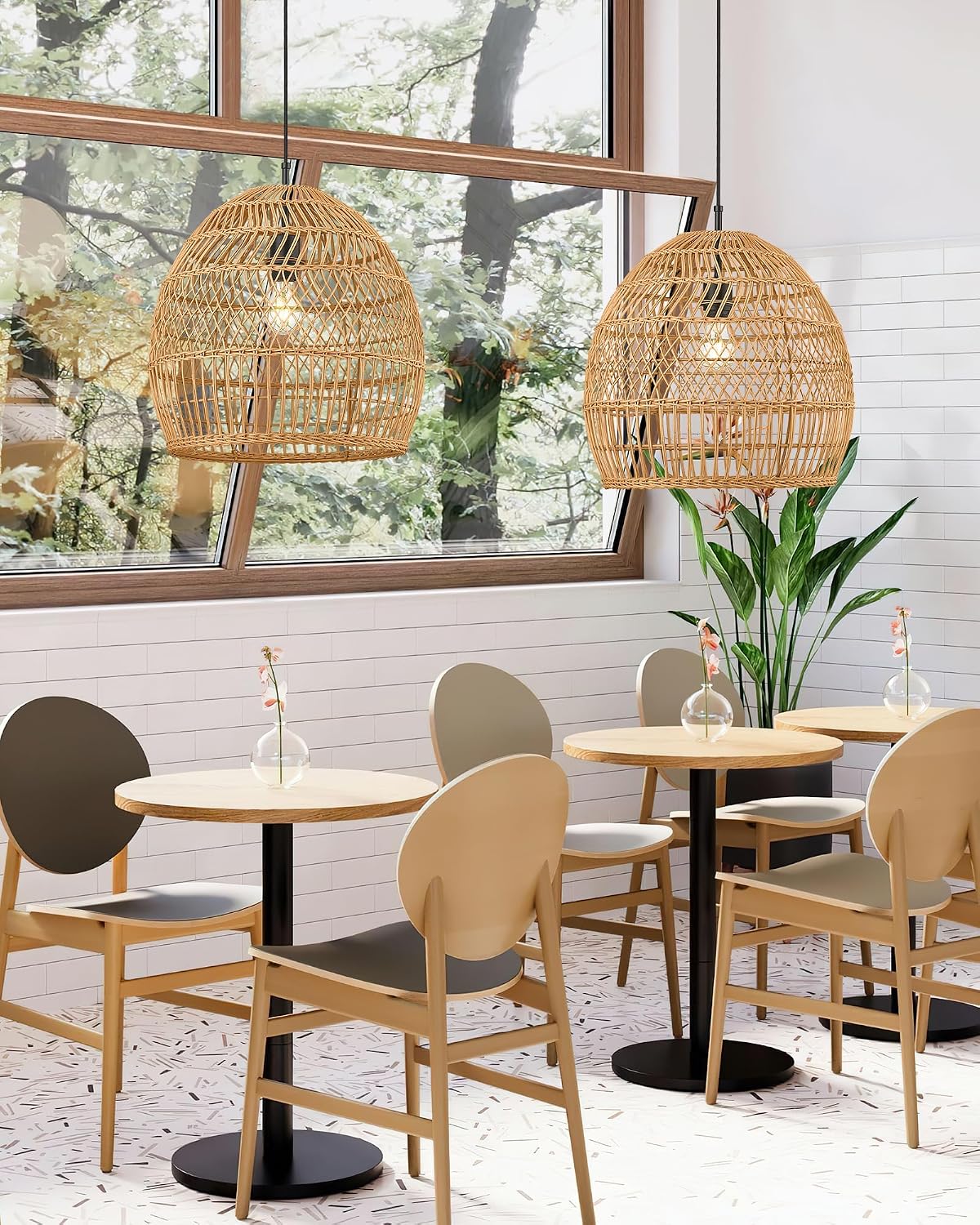 Hand‑Woven Boho Rattan Pendant Light Fixture